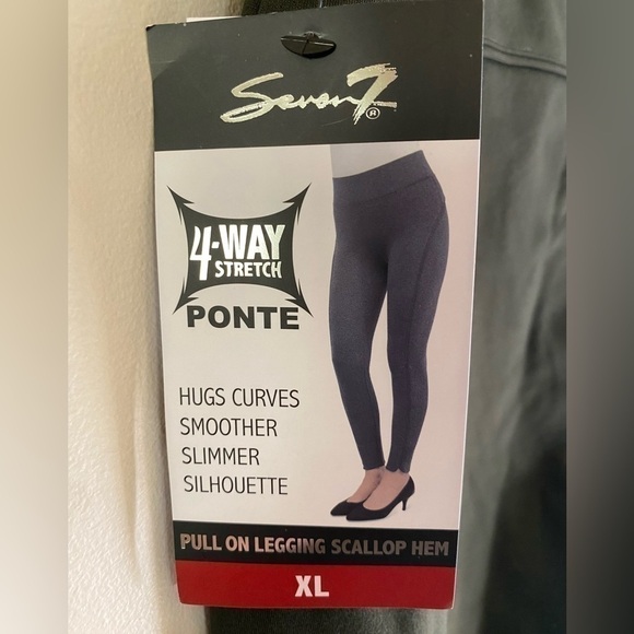 SEVEN7 4 Way Stretch Scallop Hem PullOn Ponte Leggings Size XL Pretty Olive NWT. - Picture 1 of 13